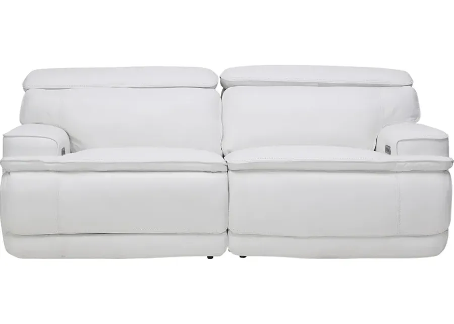 Maddox White Leather Triple Power Reclining Loveseat-86