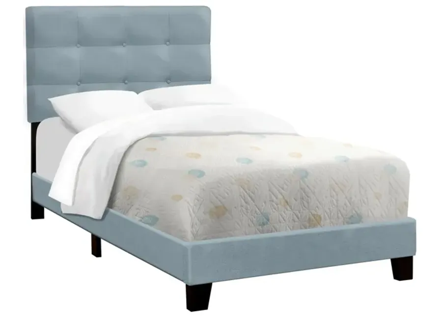 Monarch Specialties I 5919T - Twin Size Light Blue Upholstered Bed Frame-43