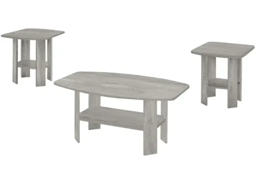 Monarch Specialties I 7870P - Three Piece Grey Table Set-21