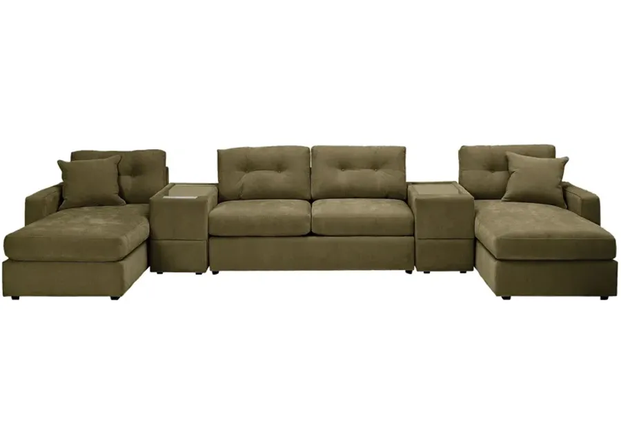 ModularOne Moss 5-Piece Sleeper Sectional with E-Console