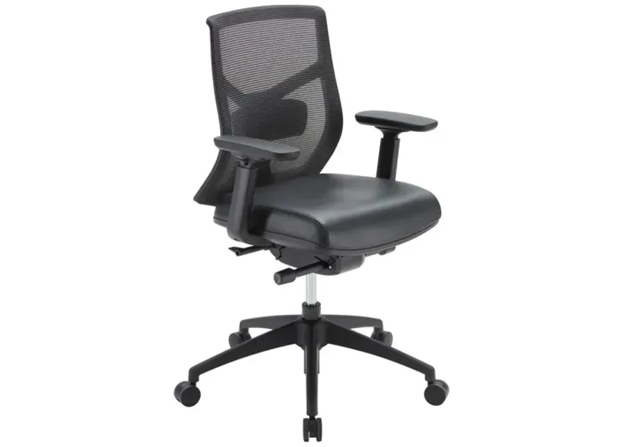 OfficeSource Starlight Mid Back Luxe Task Chair with Black Frame and Seat Slider-26