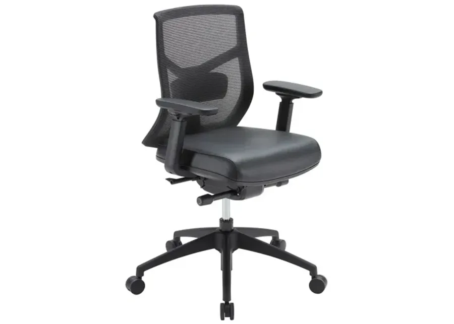 OfficeSource Starlight Mid Back Luxe Task Chair with Black Frame and Seat Slider-26