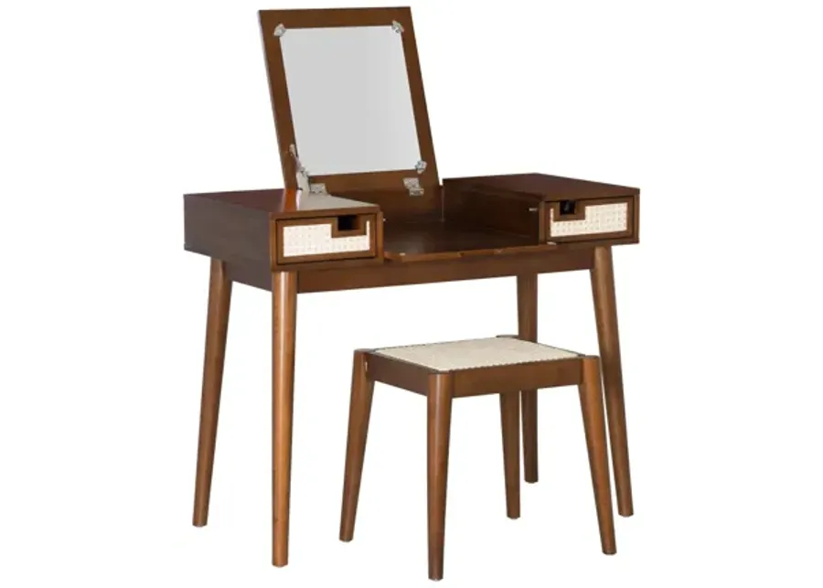 Cammie Cane Vanity With Stool-38