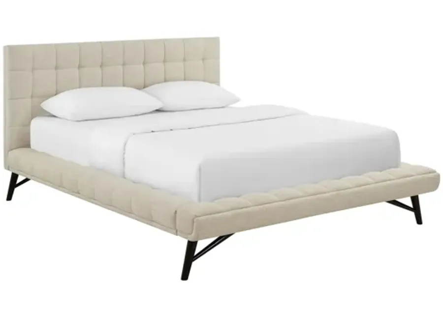 Julia Biscuit Tufted Upholstered Fabric Queen Platform Bed-73