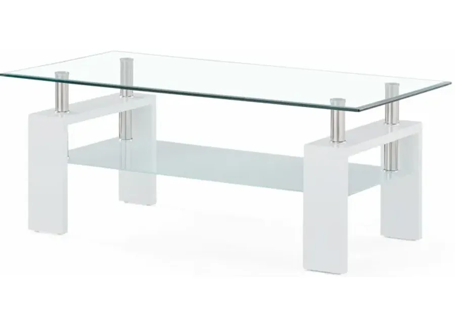 Global Furniture White Two-Tier Glass Coffee Table - T648CT-43