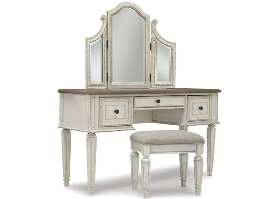 Realyn Vanity and Mirror with Stool-54