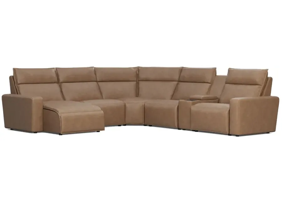 ModularTwo Brown 6-Piece Dual Power Reclining Sectional with Left Arm Facing Chaise + 1 E-Console-123