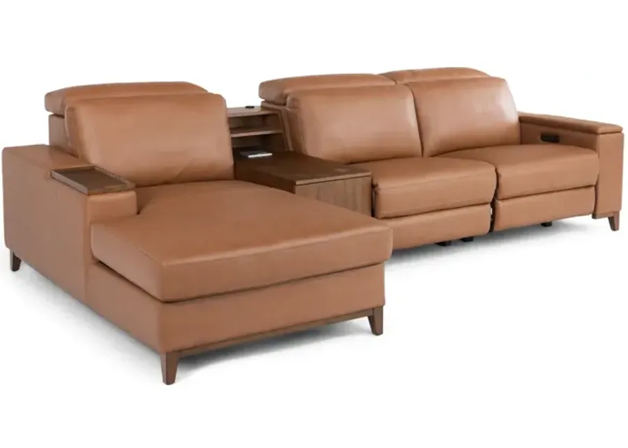 Ramsey Leather Reclining Sofa With Chaise