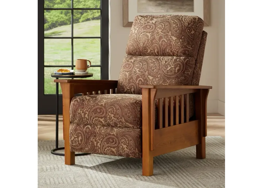 Elm Lane Evan 33" Wide Brass Renaissance Fabric 3-Way Recliner Chair-red