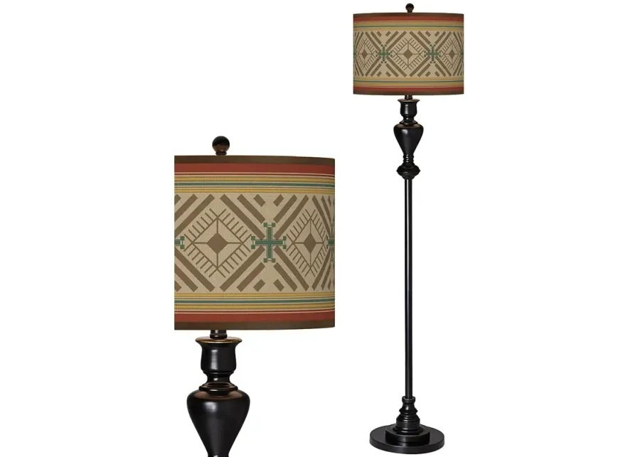 Giclee Glow 58" Desert Diamonds Shade Black Bronze Floor Lamp-brown