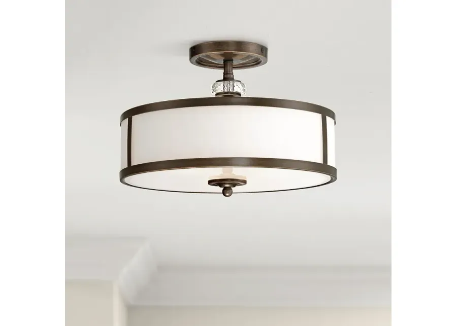 Minka Thorndale 15" Wide Dark Noble Bronze Drum Ceiling Light-brown