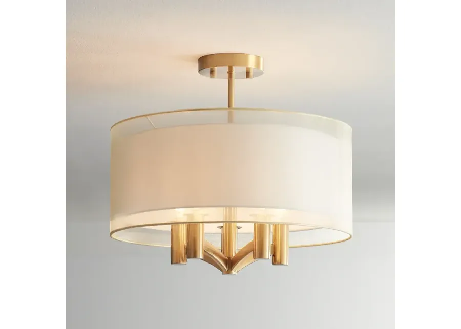 Possini Euro Caliari 18" Wide Warm Brass 5-Light Ceiling Light-gold
