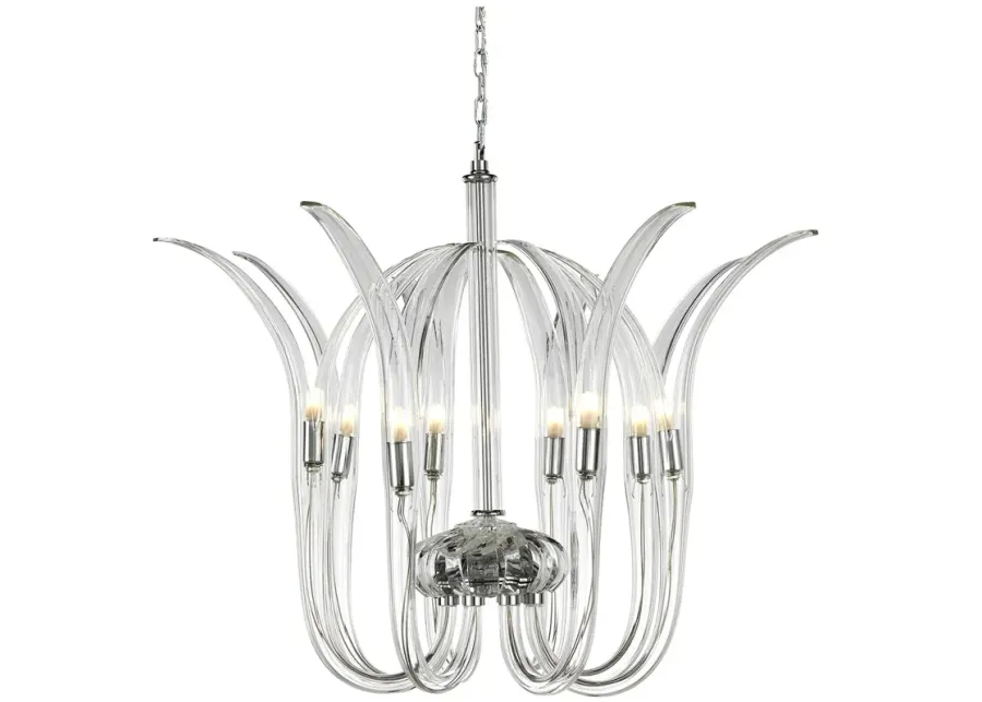 Metropolitan Cisne 8-Light Polished Nickel Pendant with Clear Crystal Shade-silver