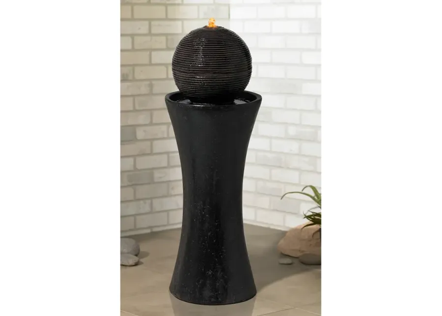 Dark Sphere 35 1/2" High LED Pillar Bubbler Fountain-black
