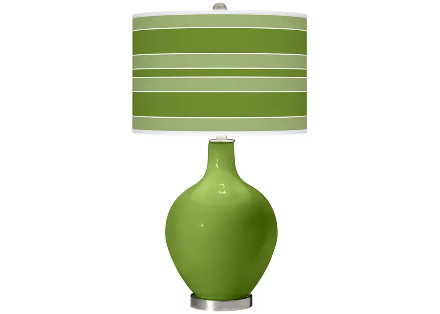 Color Plus Ovo 28 1/2" Bold Stripe Shade Gecko Green Table Lamp-green