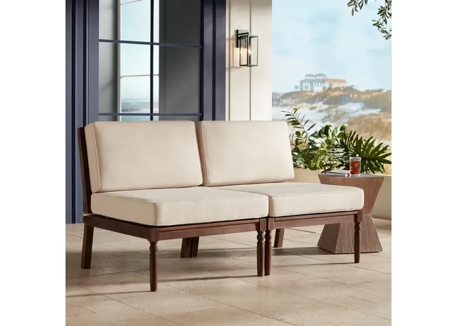 Napa Modular Natural Dark Oil Acacia Armless Loveseat-brown