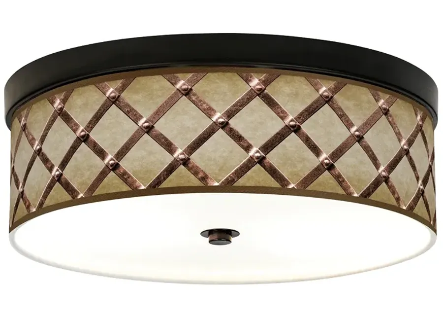 Giclee Gallery Metal Weave Pattern 14" Wide Bronze LED Ceiling Light-brown