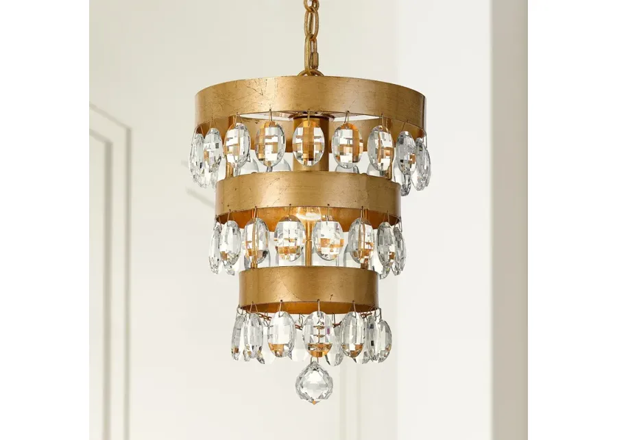 Crystorama Perla 10"W Antique Gold Crystal Mini-Chandelier-gold