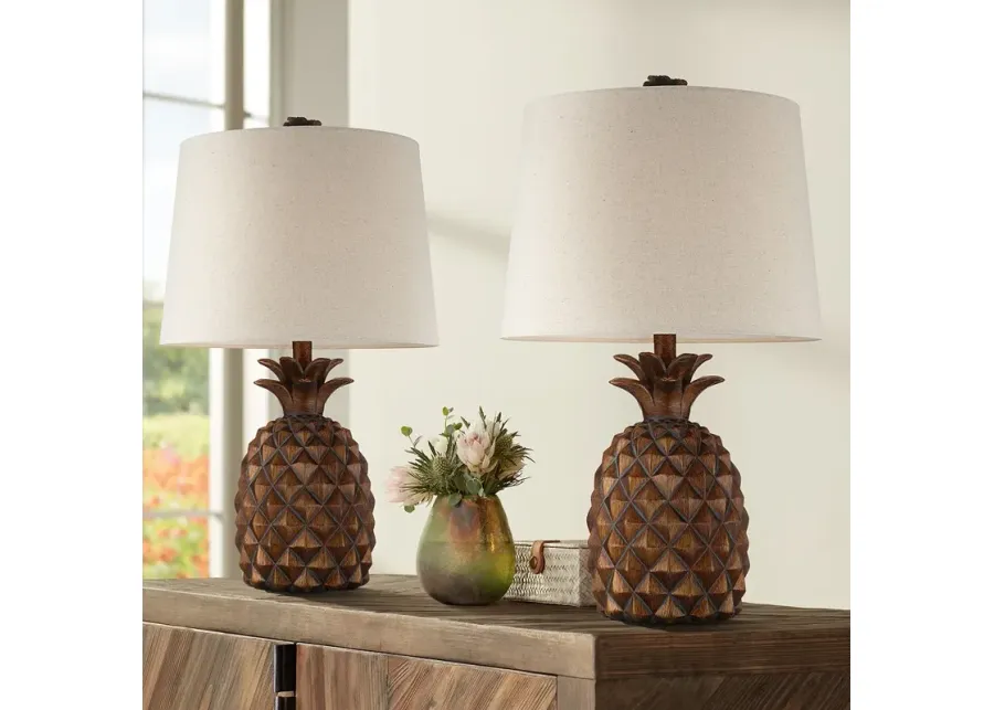 Regency Hill Paget 23 3/4" Brown Pineapple Accent Table Lamps Set of 2-brown