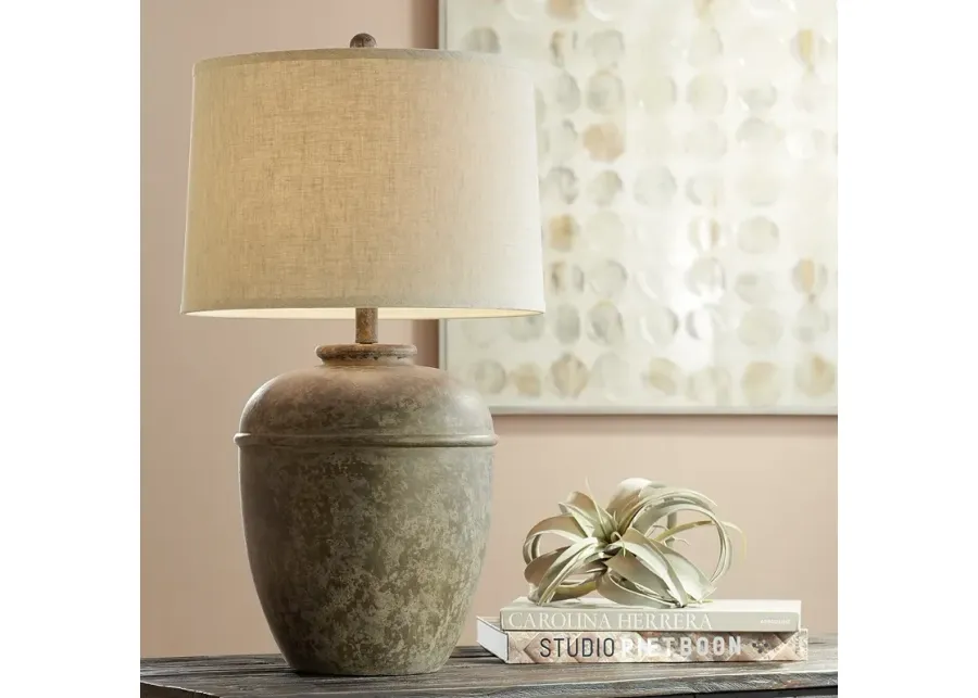John Timberland Otero 27" Mottled Stone Finish Rustic Jug Table Lamp-gray