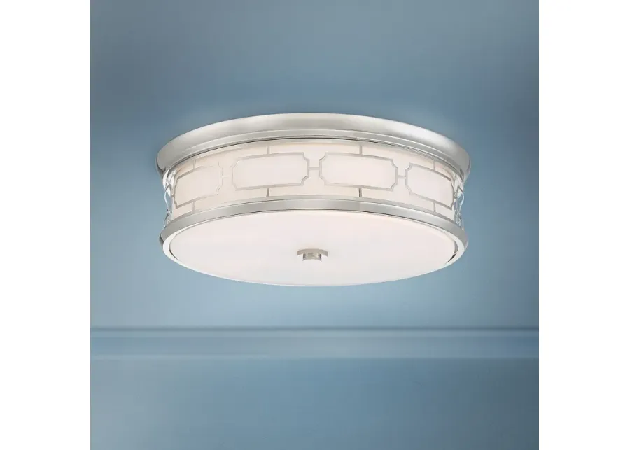 Minka Drum Flush Mount 20" Modern Deco Nickel LED Ceiling Light-silver