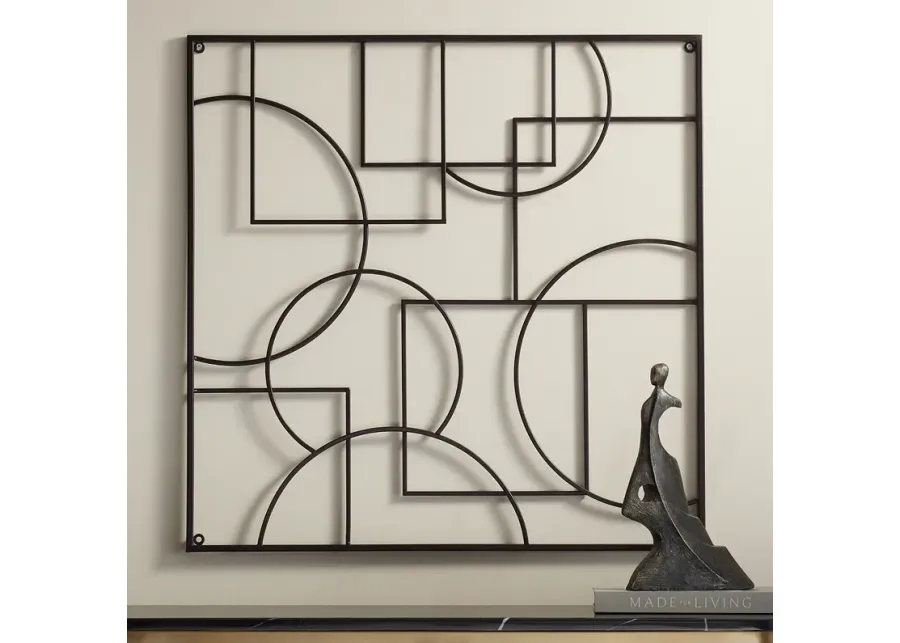 Cassio 30" Square Matte Black Metal Wall Plaque-black