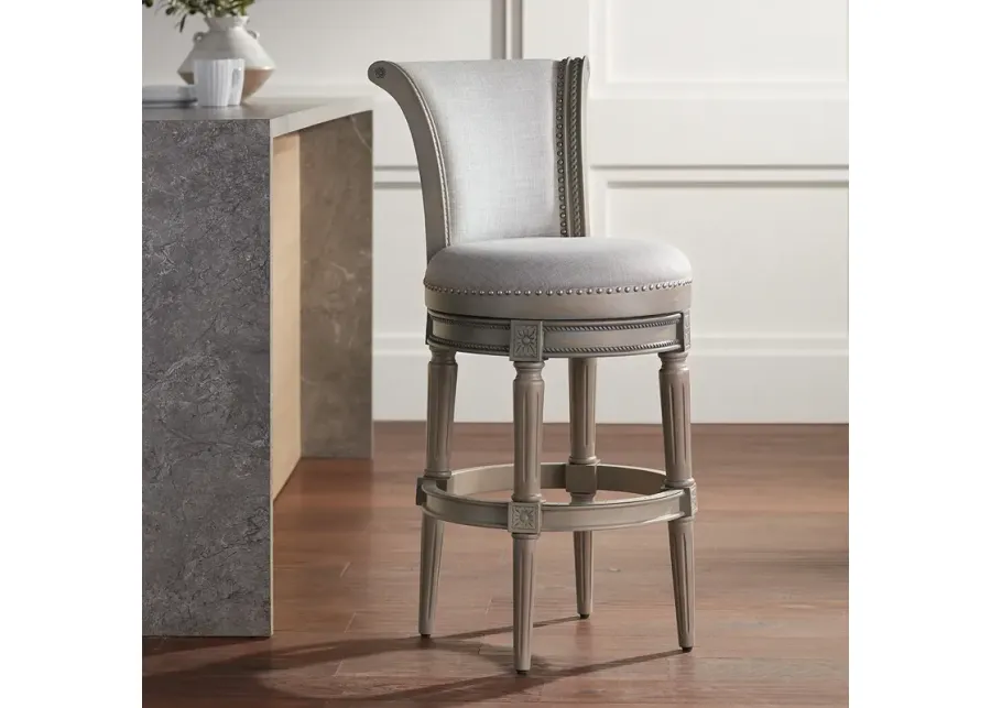 55 Downing Street Oliver 30 3/4" Ash Gray Scroll Back Swivel Bar Stool-gray