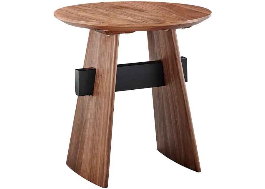 Folke 19 1/2" Wide American Walnut Veneer Wood Side Table-brown