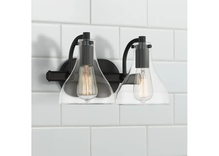 Possini Euro Sorren 13.25" Wide Black 2-Light Wall Sconce-black
