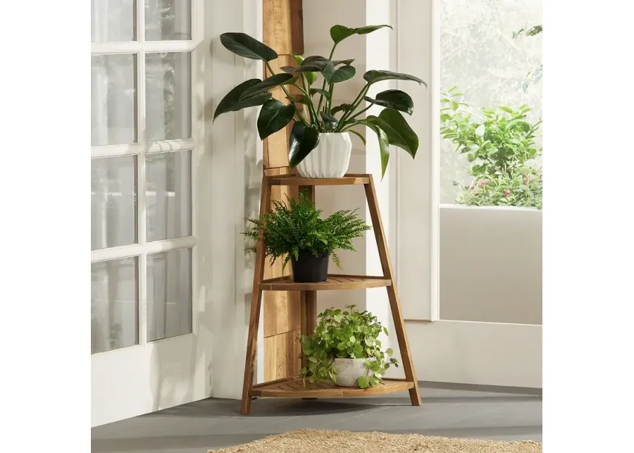 Perry Wooden 3-Shelf Indoor-Outdoor Plant Stand
