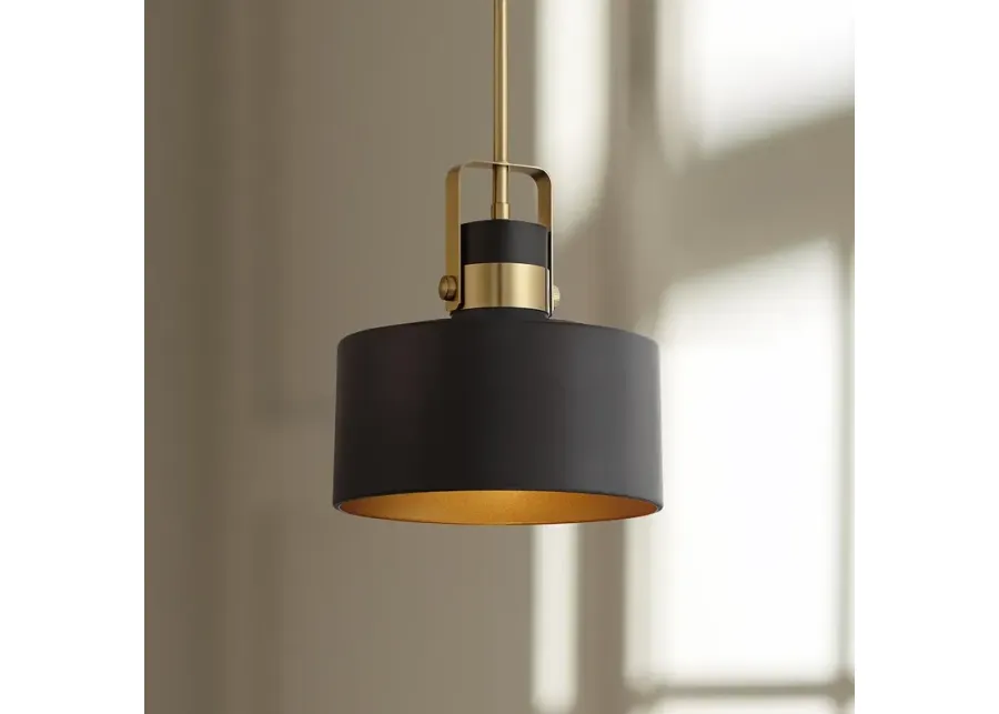 Possini Euro Courtney 10" Modern Soft Gold Matte Black Mini Pendant-gold 1 80889-possini-euro-courtney-10-modern-soft-gold-matte-black-mini-pendant-gold-1.webp