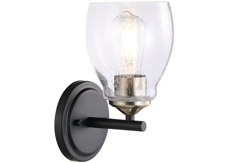 Minka Winsley 10" High Coal Stained Brass Wall Sconce-black