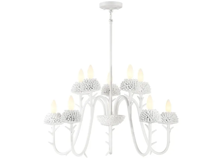 North Fork 30" Wide Sand White 2-Tier 10-Light Chandelier-white