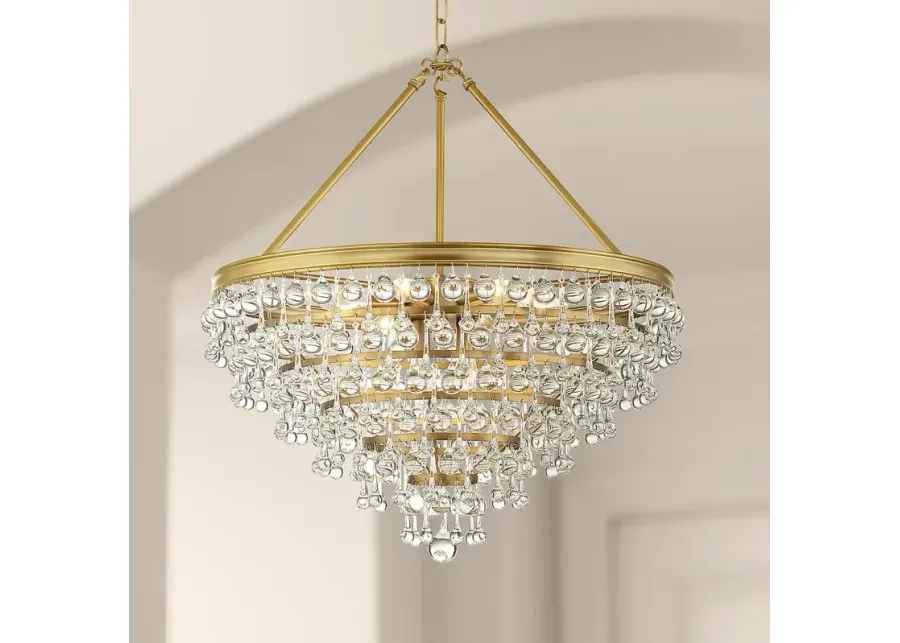 Calypso 24"W Vibrant Gold and Crystal Teardrop Chandelier-gold