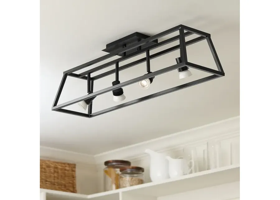 Pro Track Carmel Flat Black Cage 4-Light LED Track Fixture-black
