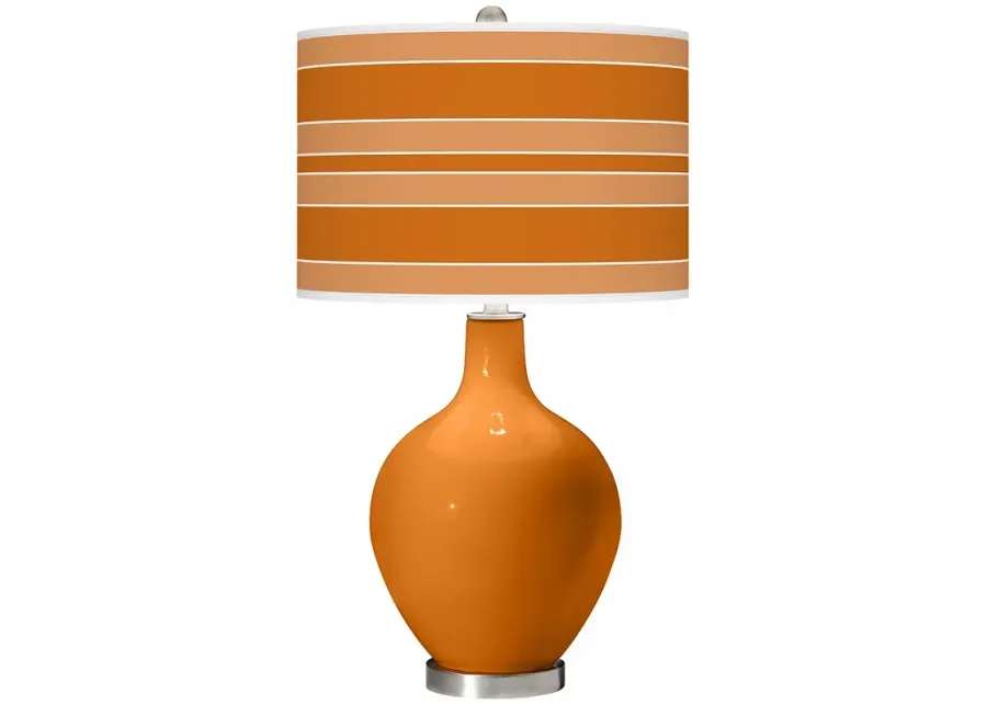 Color Plus ovo 28 1/2" Bold Stripe Shade Cinnamon Spice Table Lamp-orange