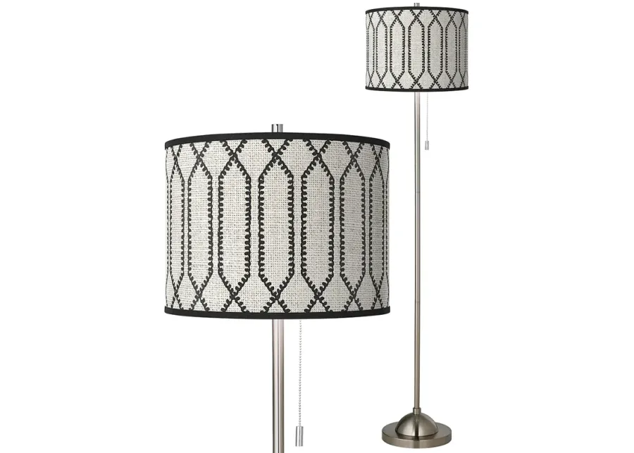 Rustic Chic Brushed Nickel Pull Chain Floor Lamp-gray