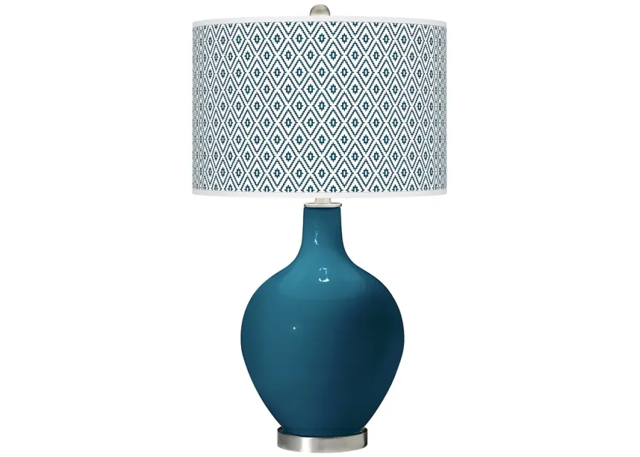 Color Plus Ovo 28 1/2" High Diamonds Shade Oceanside Blue Table Lamp