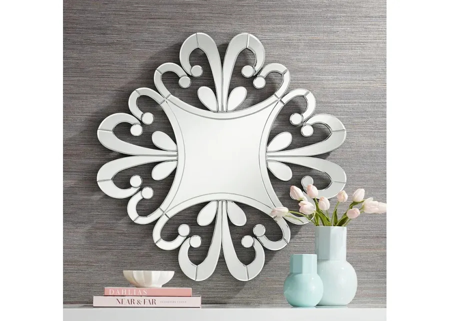 Possini Euro Soleil 31 1/2" x 31 1/2" Starburst Cut Glass Mirror-black