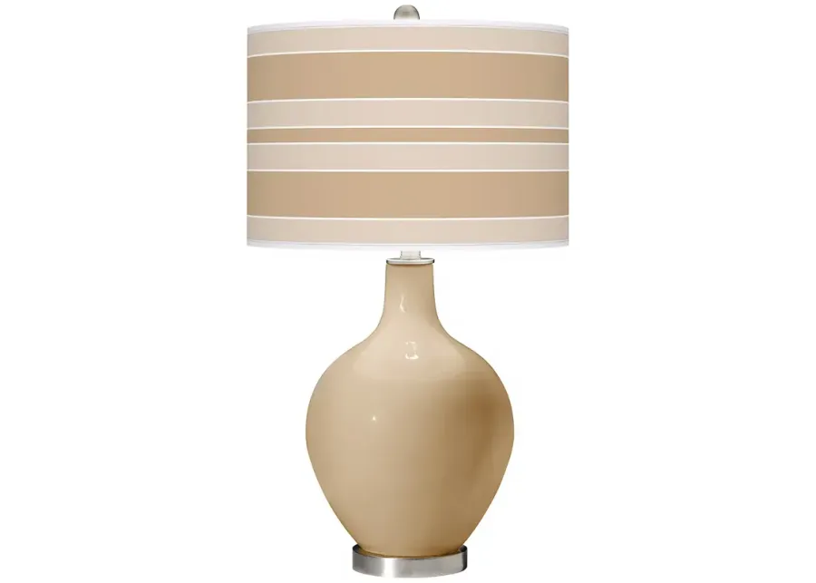 Color Plus Ovo 28 1/2" Bold Stripe Shade Colonial Tan Table Lamp-brown