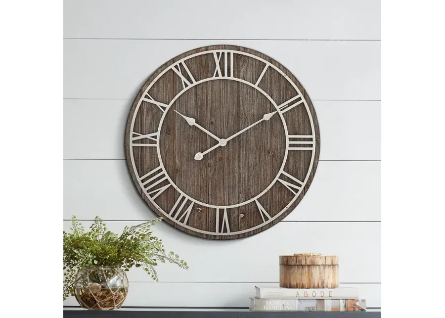 Dahlia Studios Zania 23 3/4" Round Matte Dark Gray Wall Clock-gray