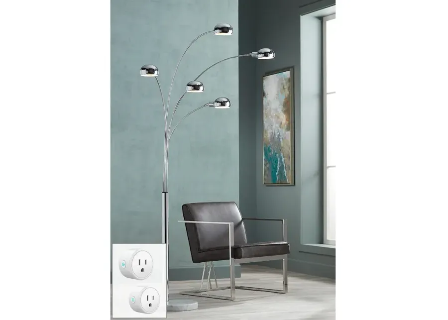 Possini Euro Infini 78" Chrome Arc Floor Lamp with Smart Socket-silver