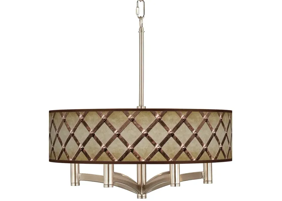 Giclee Glow Metal Weave 20" Wide 6-Light Nickel Pendant Chandelier-silver