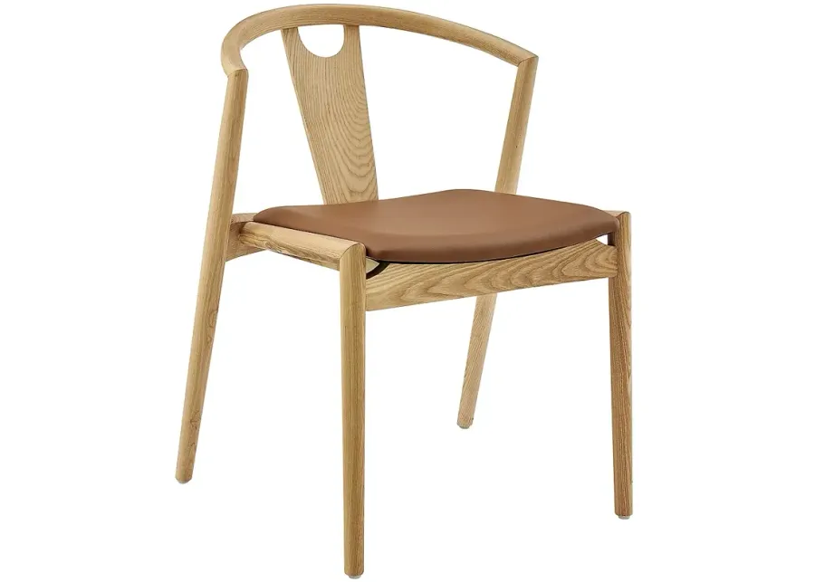 Blanche Natural Wood Side Chair with Tan Seat-brown