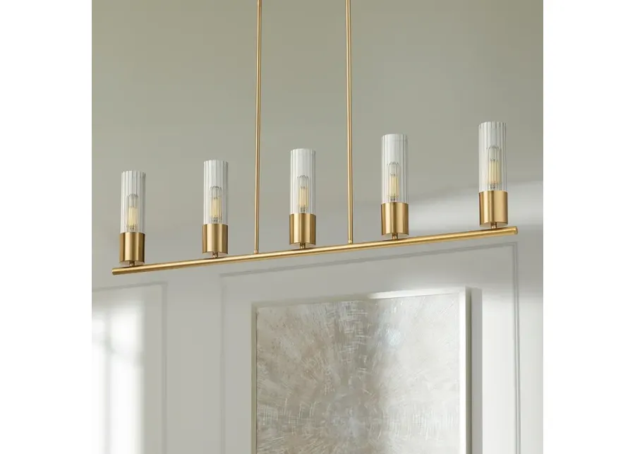 Possini Euro Camila 39 1/2" Wide Warm Brass 5-Light Island Chandelier-gold