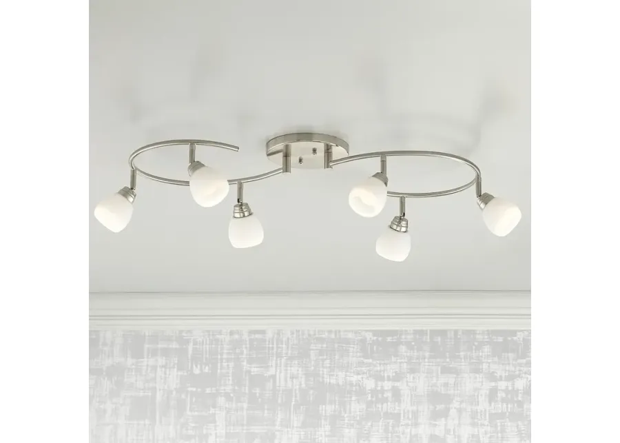 LED Pro Track Ascend 6-Light Brushed Nickel S-Wave LED Track Fixture-silver