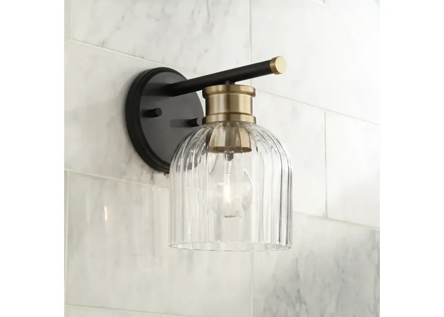 Stiffel Lana 9" High Black and Warm Brass Wall Sconce-gold