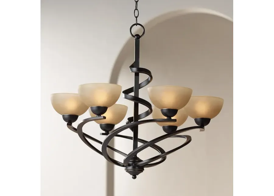 Franklin Iron Works Bronzeador 27 1/2"W Dark Mocha Ribbon Chandelier-brown