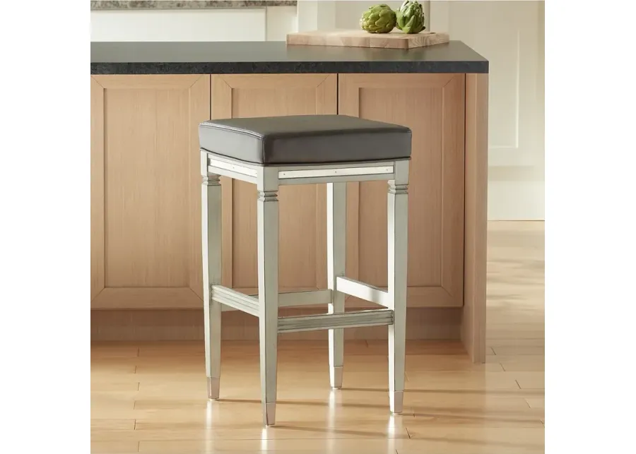 Jaxon 31" High Gunpowder and Grey Faux Leather Barstool-gray