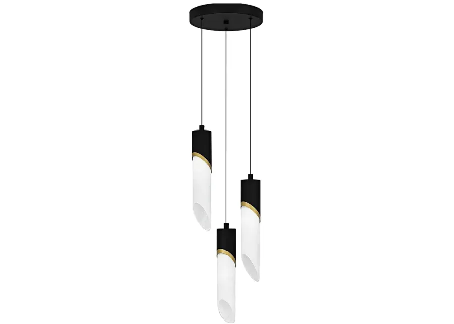 Alys 10" Wide Matte Black and Gold LED Multi-Light Pendant-gold